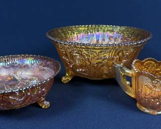 Collection of Orange Carnival Glass
