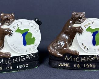 Vintage Michigan Wolverine Ceramic Figurines