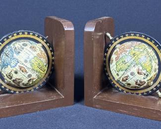 Vintage Globe Wooden Bookends
