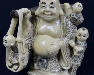 Vintage Resin Budai Chinese Monk Figurine