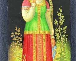 Vintage Russian Laquer Painted Wall Plaque