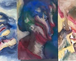 Original Mixed Media Abstract Portraits set of 3
