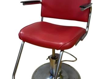 Vintage Red Upholstered Barber Chair