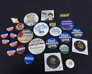 Vintage Political & Beer Pins & Buttons Lot