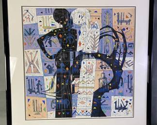 Serigraph Two Sisters He Neng Signed