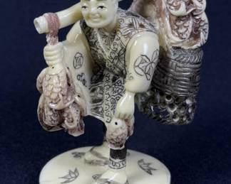 Vintage Japanese Carved Resin Peddler Figurine