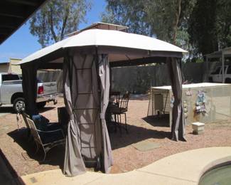 Pergola with Framework & Fabric Drapery Tie-Backs