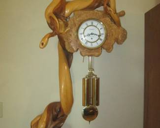 Sculpted Driftwood Wall-Mount Clock