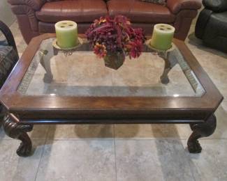 Coffee Table, Glass Insert Top (Matching Console Table). 52" X 37"