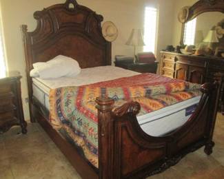 Queen Bedroom Group By "Fairmont Designs, Repertoire Collection", Head & Footboards + Rails, 2-Nightstands, Dresser/Mirror, Men's Chest with 10 Drawers & Cabinets.