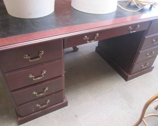 Knee-Hole Desk, Leather Top, 64" X 29" X 31" High