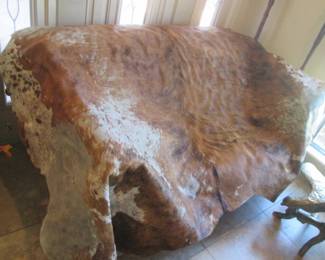 Cowhide Rug, Approximately 80" X 80" (Irregular Shape)