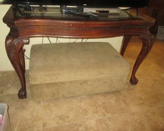 Console Table, 59" X 23" X 34" High (Matches a Coffee Table with Glass Insert Top) Plus Ottoman