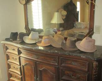 Dresser, 70" X 21" X 41" High. Mirror, 48" X 53" High