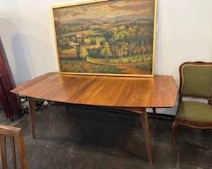 MCM walnut dining table with internalized leaf $1400