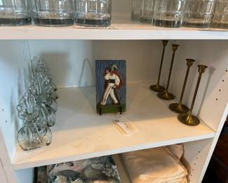 Candle stick holders $5 Carved wooden art $5