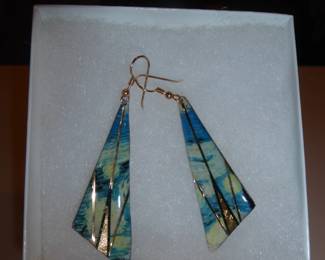 Custom Design/Crafted Metallic Art Earrings                                 Design from Van Gogh's Starry Night                                   John T Crutchfield, Metallic Art Graphics
