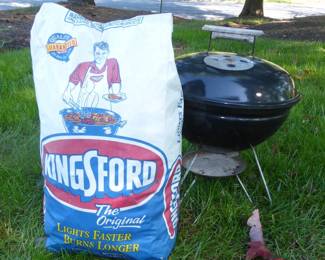 Weber Smokey Joe Grill & Kingsford Charcoal 
Portable Weber grill (14”) w/bag of charcoal (opened)
