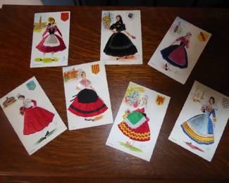 Vintage Embroidered Postcards                                                         French & Spanish costumes