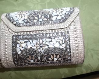mosaic pieces, metal clutch