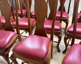 Set of 12 African Stinkwood Queen Anne Style Dining chairs