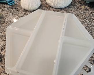 Beautiful Asian style serving piece, white glass