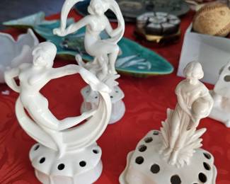 beautiful Art Nouveau flower frogs 