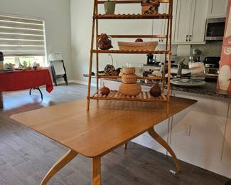 close up of the unusual dining room table  
