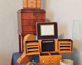 several jewelry cabinets