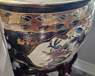 large Asian pot on stand