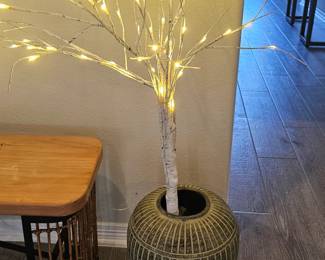 great styling idea, urn with lighted tree branches