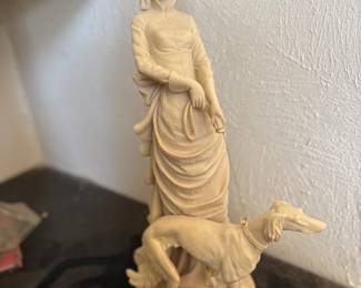 A Belcari Figurine "Lady with Borzoi Dog"