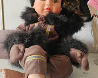 The Danbury Mint Porcelain Miska Inuit Eskimo Doll in Box Patricia Wall Vintage