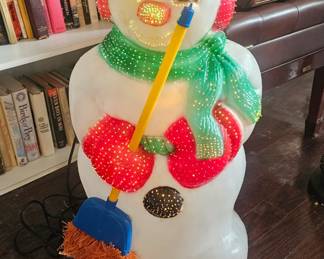 Blow Mold Fiber Optic Lighted Christmas Snowman 29” Tall