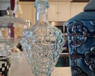 Vintage Glass Grape Cluster Genie Bottle / Decanter
