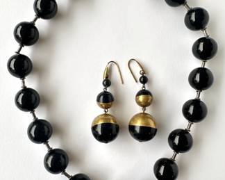 Onyx Necklace (106 Grams) & Brass Onyx Dangle Earrings (20 Grams)
Lot #: 113