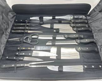 New Berghoff Knife Set In Case: 14 Knives, Sharpening Steel, Meat Fork, Scissors (17 Pieces) Never Used
Lot #: 141