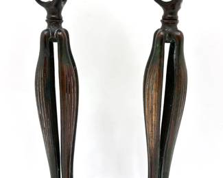 Pair Antique Tiffany Studios New York Bronze Cat's Paw Candlesticks #1201
Lot #: 21
