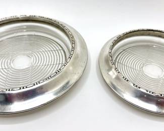 2 Vintage Wine Bottle Crystal Coasters: Small Marked Sterling By Amston & Large Unmarked
Lot #: 67