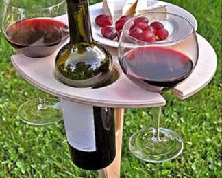 New Faircraft Wood Wine Picnic Table, Stake With Rod Pushes Into Lawn Or Sand & Folds Flat
Lot #: 166