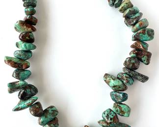 Large Chunky Polished Turquoise Necklace W Silver Tone Metal Clasp, 174 Grams
Lot #: 105