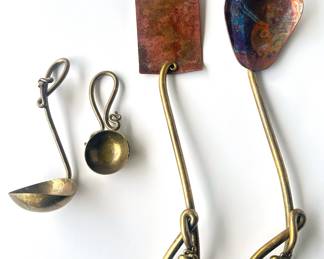 1980's & 90's Joe Spoon Copper & Brass Implements: Small Spoon, Small Ladle, Spatula & Serving Spoon
Lot #: 39
