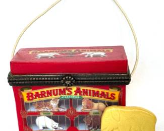 Barnum's Animals Circus Trinket Box With Porcelain Elephant Cracker By Midwest Of Cannon Falls
Lot #: 96