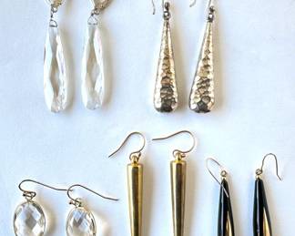 5 Pairs Earring: 14kt Crystal, Sterling Silver & 3 Gold Metal Tone
Lot #: 150