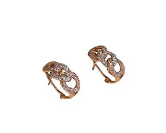 White & Rose Gold with Diamonds Earrings