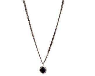 18K White Gold Amethyst Necklace