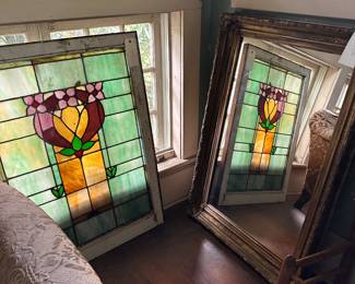 Stain glass window and mirrors