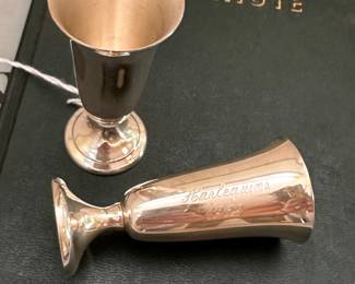 Engraved silver plate cup