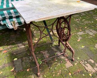 Sewing machine base with marble top