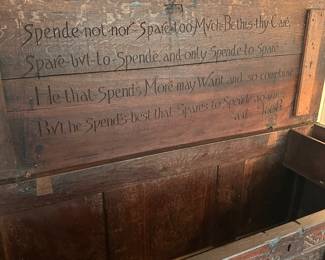 Inscription on inside of European coffer
